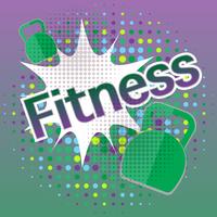 Fitness banner med komiska text effekter vektor