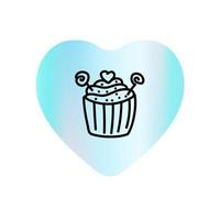 valentinstag gekritzel symbol kuchen valentinstag form verlauf herz. süßer Cupcake für Café und Liebestag. handgezeichnete illustration für web, banner, grußkarte, druck, flyer, poster, feiertagseinladungen vektor