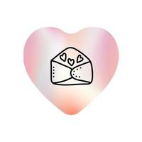 Valentinstag-Doodle-Symbol-Umschlag, Buchstabe Valentine in Formverlaufsherz. Liebesnachricht. handgezeichnete illustration für web, banner, grußkarte, druck, flyer, poster, feiertagseinladungen vektor