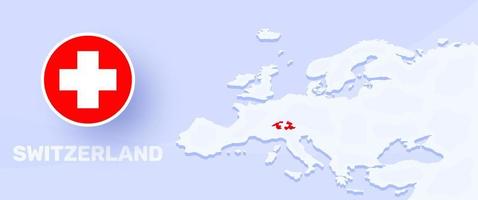 schweiz karta flagga banner. vektor illustration med en karta över Europa och markerat land med nationella flaggan