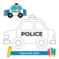 Spur und Farbe für Kinder, Polizeiautovektor
