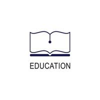 enkel utbildning logotyp designmall. bok ikon emblem för kurser, klasser och skolor vektor illustration. onlineutbildning, affärsföretag, bibliotek, bokhandel, universitet och lärandekoncept.