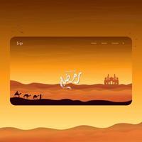 Landing Page Header zur Begrüßung des Monats Ramadan, ein sehr wichtiger Monat für Muslime. arabischer text bedeutet willkommen ramadhan vektor