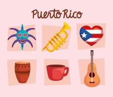 puerto rico kultur ikoner vektor