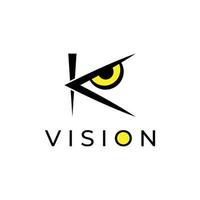 bokstaven k eye vision logotyp vektor