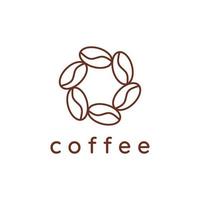 kaffeböna linje logotyp design vektor