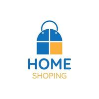 shoppingväska eller hem shopping logotyp design vektor