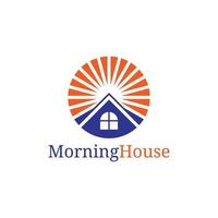 morgonsol hus logotyp design vektor