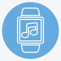 Musik-App-Symbol im trendigen blauen Augen-Stil isoliert auf weichem blauem Hintergrund vektor