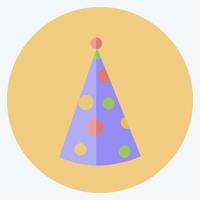 Partyhut i-Symbol im trendigen flachen Stil isoliert auf weichem blauem Hintergrund vektor