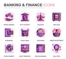 Modernes Set Banking und Finance Farbverlaufs-Icons für Website und Mobile Apps. Enthält Symbole wie Kontostand, E-Banking, Auktion, Finanzwachstum. Konzeptionelle Farbe flach Symbol. Vektor-Piktogramm-Pack vektor