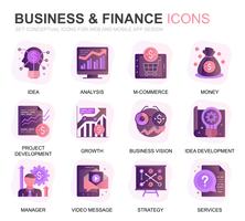 Modernes Set Business und Finanzen Farbverlaufs-Icons für Website und Mobile Apps. Enthält Symbole wie Analyse, Geld, Buchhaltung, Strategie, Bank. Konzeptionelle Farbe flach Symbol. Vektor-Piktogramm-Pack vektor