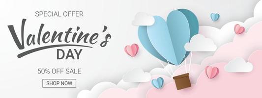 Valentinstag-Verkaufsbanner. Papierschnitt-Stil. Vektor-Illustration vektor