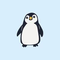 handritad söt pingvin i platt illustration vektor