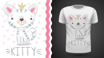 Pretty kittty idé för tryckt t-shirt vektor