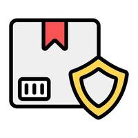 Paketschutz-Icon-Stil, Sicherheitsschild mit Box vektor