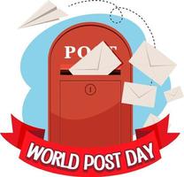 World Post Day banner med en postlåda och kuvert vektor