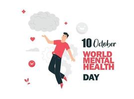Die Vorstellungskraft zum Welttag der psychischen Gesundheit sorgt für positives Denken im Gehirn vektor