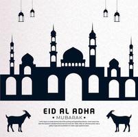 eid al adha mubarak islamisk bakgrund med svart och vit färg. mubarak islamisk design vektor