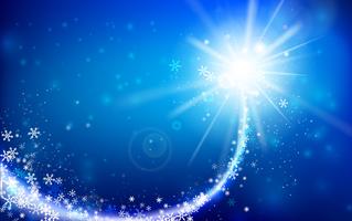 Winterschneeflocke, die mit dem Funkeln fällt und über blauem abstraktem Hintergrund für Winter und Weihnachten mit Kopienraum und Vektorillustration 002 beleuchtet vektor
