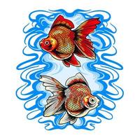 tvilling guldfisk vektor illustration t-shirt design
