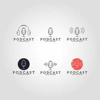 podcast symbol mikrofon linie kunst vektor logo illustration design