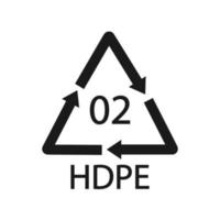 hdpe 02 återvinningskodsymbol. plast återvinning vektor polyeten tecken.