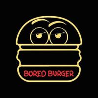 gelangweiltes Burger-T-Shirt-Design vektor