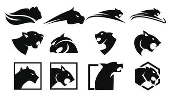 Leoparden, Puma, Panther und Tiger-Action-Silhouette. gute verwendung für symbol, logo, web-symbol, maskottchen, zeichen, aufkleber vektor