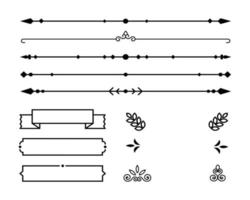 olika prydnadsillustrationer för att dekorera text i en design. vektor