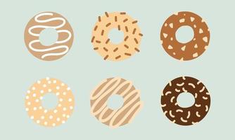 Flat Design Illustrationen von Donuts mit verschiedenen Belägen. vektor