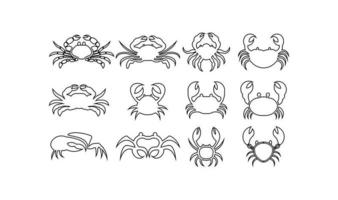 Krabbensymbol dünne Linie Umriss lineares Krabbensymbol für Logo, Meeresfrüchte-Krabben-Icon-Set vektor
