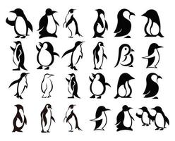 pingvin fågel djur silhuett tecknad vektor ikon
