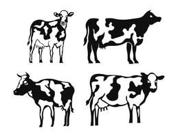 Kuh mit auf dem Boden stehenden Hörnern - Landwirtschaftsemblem, Logodesign für Milchkühe. vektor
