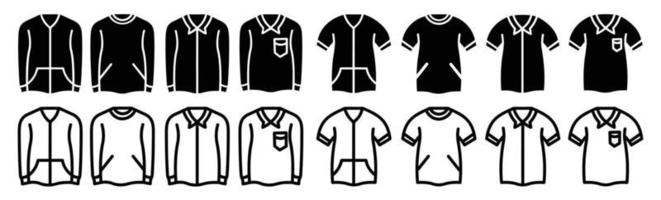 Kleidungslinien-Icon-Set, einfache Umrisszeichen für die Anwendung von Modekleidern. vektor