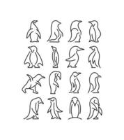 Satz von Pinguinen Zeile für Symbole, Symbol Linie Vektor Logo Vorlage Design Pinguine.