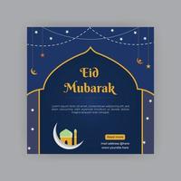 eid mubarak design post, eid ul adha eller eid al fitr malldesign. helig dag för muslimska och islamiska människor. vektor illustration. lämplig för affisch, banderoll, kampanj, flygblad och gratulationskort