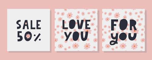 für Sie Textbeschriftung Valentinstag Banner mit Blumenverkauf vektor