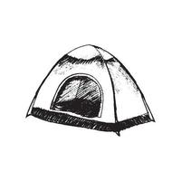 handritad camping tält vektor konst