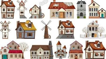 uppsättning övergivna hus och byggnader vektor
