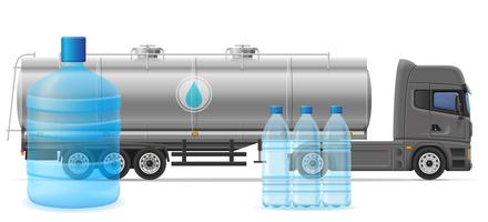 lastbil semitrailer leverans och transport av renat dricksvatten koncept vektor illustration