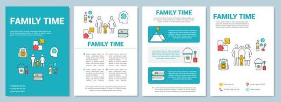 Familienzeitbroschüren-Vorlagenlayout. Kinderspiele. Spaziergang im Park. flyer, broschüre, broschürendruckdesign mit linearen illustrationen. Vektorseitenlayouts für Zeitschriften, Geschäftsberichte, Werbeplakate vektor