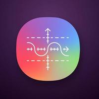 Funktionsdiagramm-App-Symbol. doppelte Funktion. sinusförmig. Sinuskurve. Diagramm. mathematisches Diagramm. akustisch, Lichtwelle. ui ux-Benutzeroberfläche. Web- oder mobile Anwendung. vektor isolierte illustration