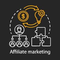 Affiliate-Marketing-Kreide-Konzept-Symbol. Idee für digitales Marketing-Tool. Produktwerbung. Online-Verkaufsstrategie. Provisionen verdienen. vektor isolierte tafelillustration