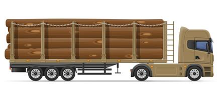 lastbil semitrailer leverans och transport av byggmaterial koncept vektor illustration