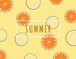 Kreativ illustration sommarbakgrund med tropiska frukter apelsin och lime. vektor