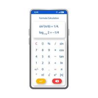 formel beräkning smartphone gränssnitt vektor mall. mobil kalkylator app sida vit design layout. skärm för matematiska ekvationer. platt UI för beräkningsapplikation. calculus telefondisplay