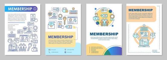 Vorlage für die Mitgliedschaftsbroschüre. Partnerschaftsvertrag. flyer, broschüre, broschürendruckdesign mit linearen illustrationen. Vektorseitenlayouts für Zeitschriften, Geschäftsberichte, Werbeplakate vektor