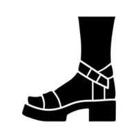 Symbol für Blockabsatz-Glyphe. Frau stilvolle Schuhe. weibliche freizeitschuhe, damen moderne sommersandalen seitenansicht. Retro-Kleidungszubehör. Silhouettensymbol. negativer Raum. vektor isolierte illustration