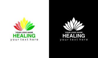 heilende medizinische Gesundheit Yoga-Vektor-Logo-Vorlage vektor